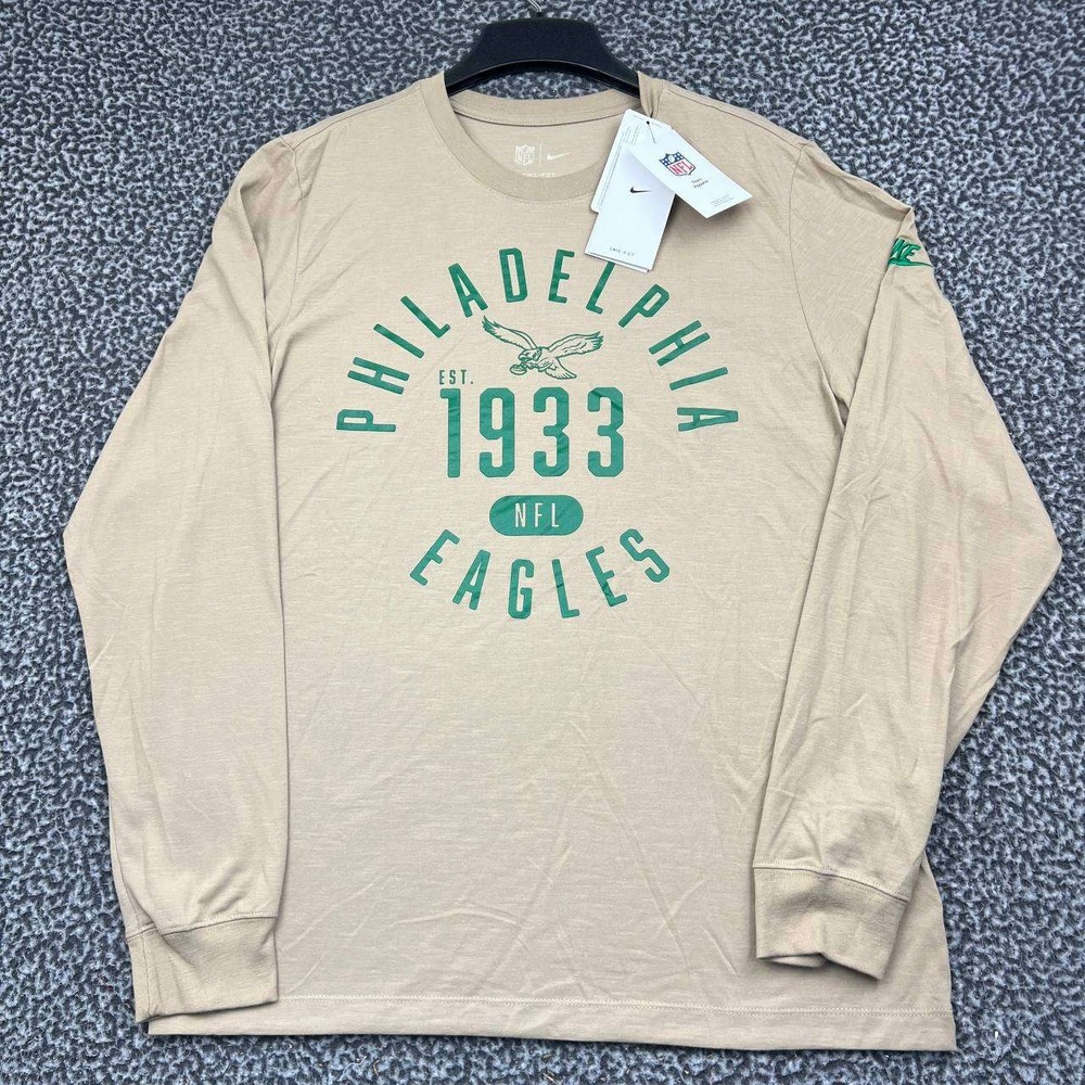 Nike Philadelphia Eagles Dri-Fit Shirt Men Large Beige Long Sleeve New L